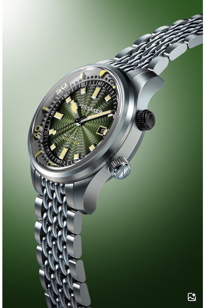 Bradner Automatic Bracelet Watch, 42mm, Alternate, color, GREEN