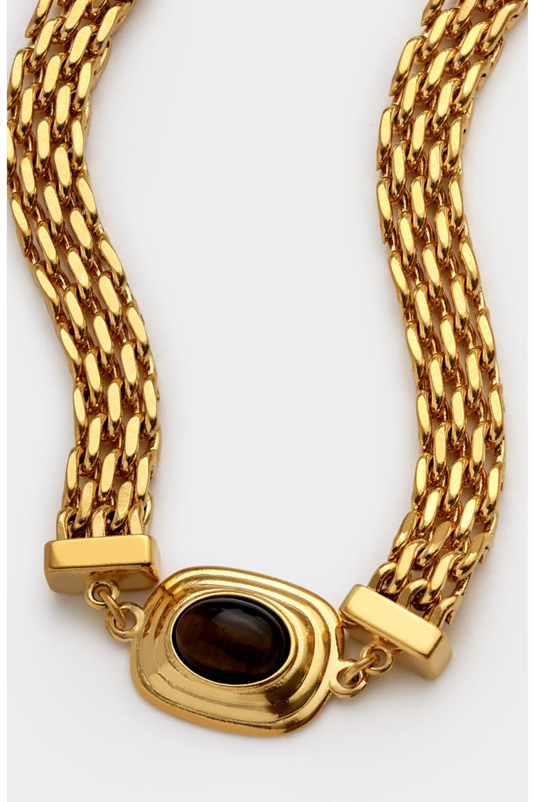 Tiger'S Eye Button Bracelet Bracelet, Alternate, color, Gold Plated