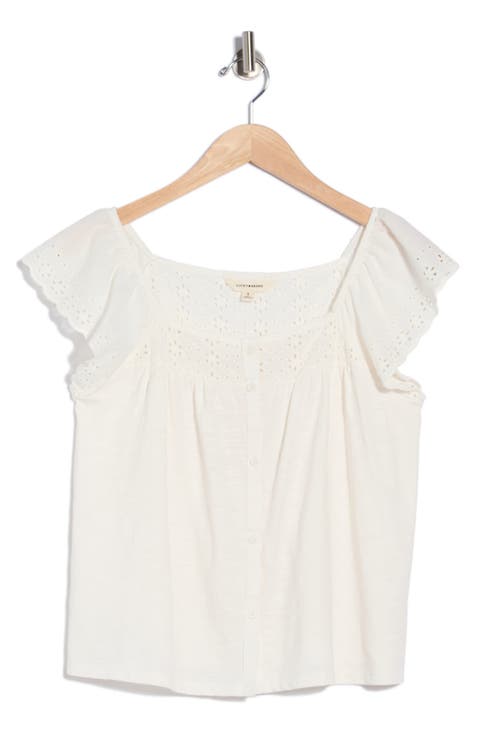 Cap Sleeve Button-Up Top
