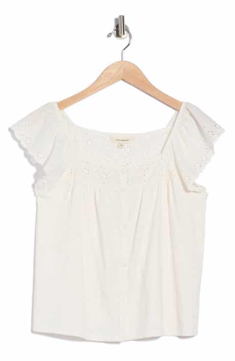 Lucky Brand Cap Sleeve Button-Up Top