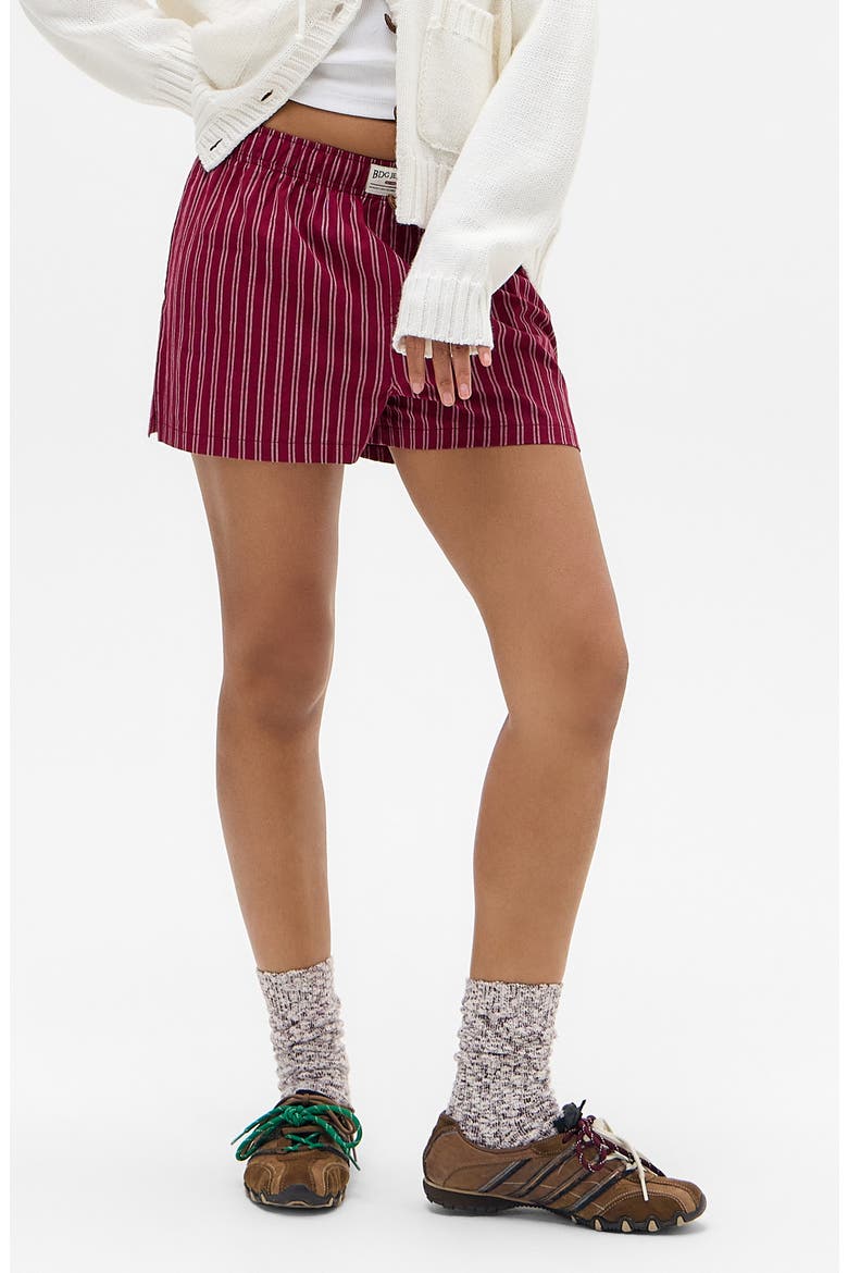 Red Striped Boxer Shorts, Main, color, BURGUNDY PIN STRIPE
