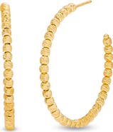 HOT SILVER Yellow Flash Plated Sterling Silver Hoop Earrings