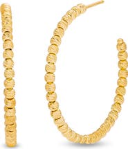 HOT SILVER Yellow Flash Plated Sterling Silver Hoop Earrings