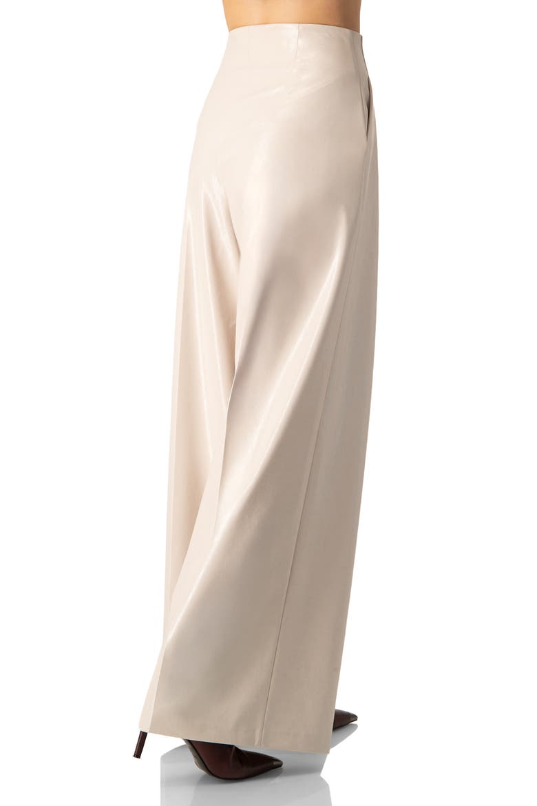 Wide Leg Faux Leather Pants with Pockets, Alternate, color, Ivory