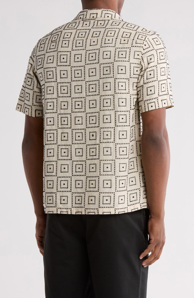 TRUTH Short Sleeve Button Front Embroidered Shirt, Alternate, color, Ivory/ Black