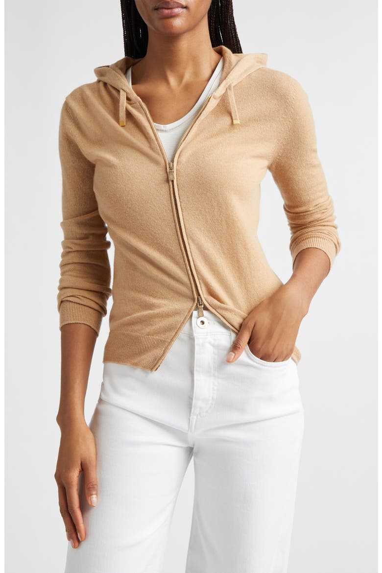 Cashmere Zip Hoodie, Main, color, 04 CAMEL