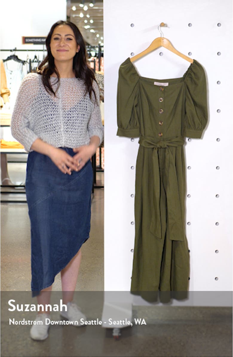 Sylvie Puff Sleeve Linen Blend Jumpsuit, sales video thumbnail
