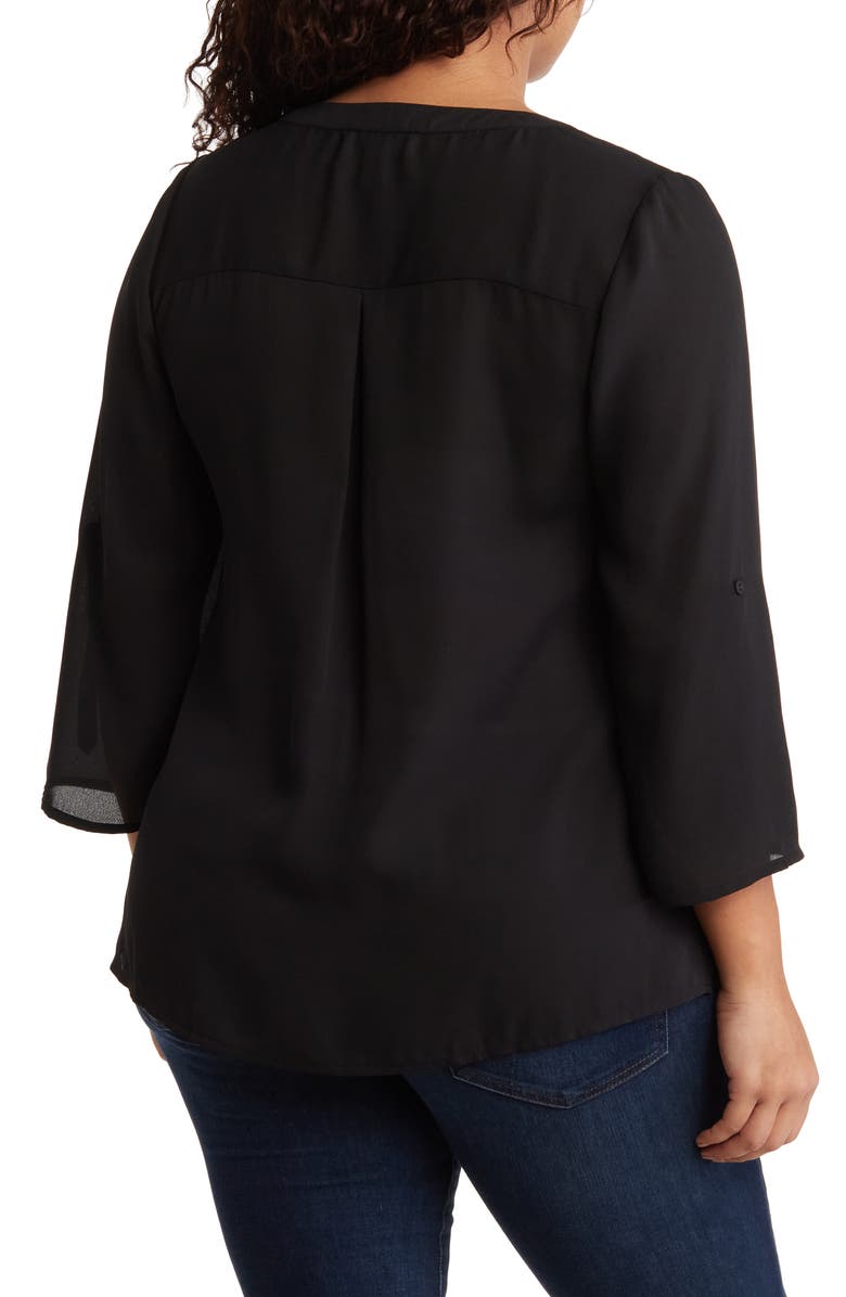 BY DESIGN Lorelai 3/4 Sleeve Blouse, Alternate, color, Black