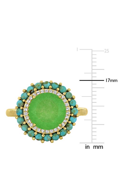 Delmar Dyed Jade & Turquoise Cabochon Halo Ring In Green