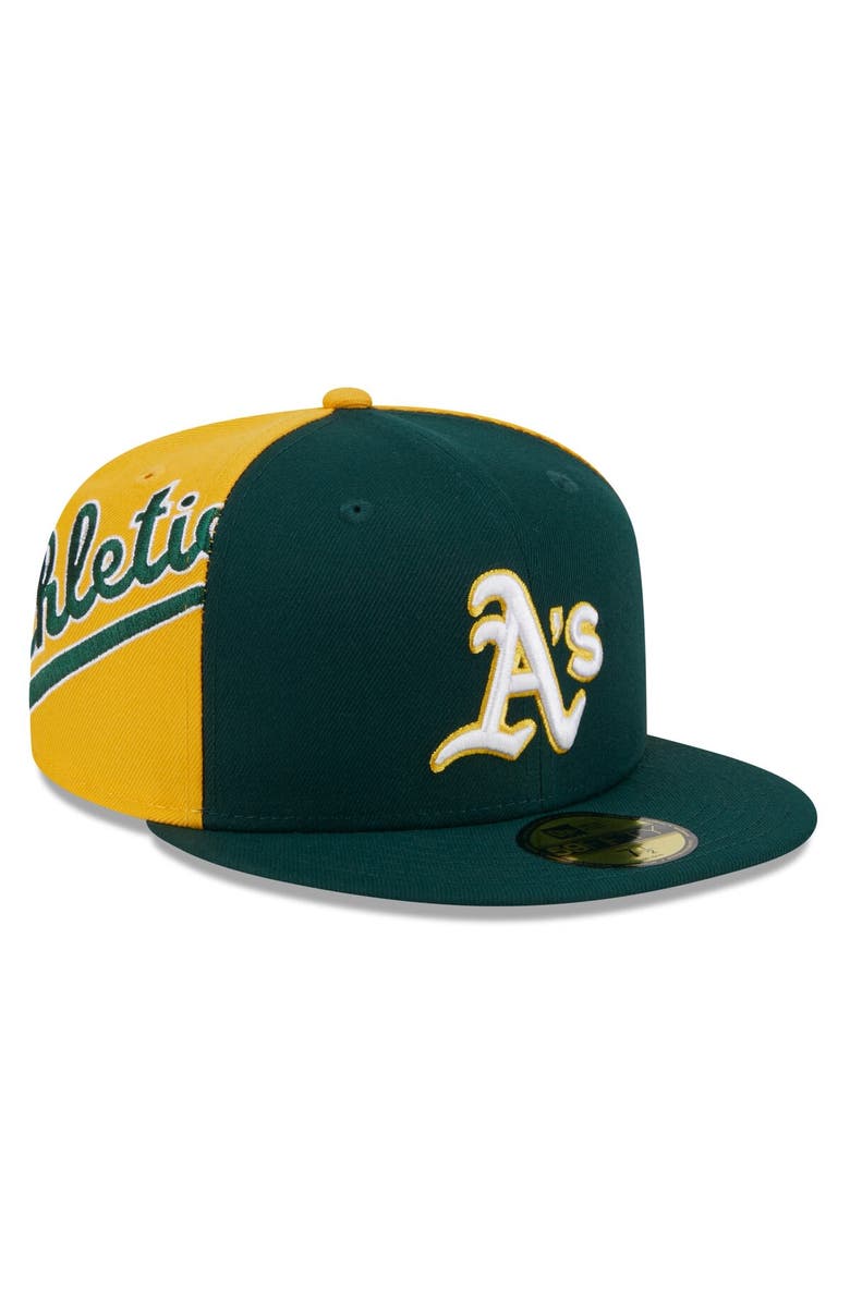 New Era Men's New Era Green/Gold Athletics Gameday Sideswipe 59FIFTY Fitted Hat, Alternate, color, Green