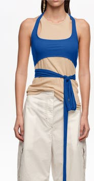 Bimba y Lola Top With Overlay Piece In Contrast