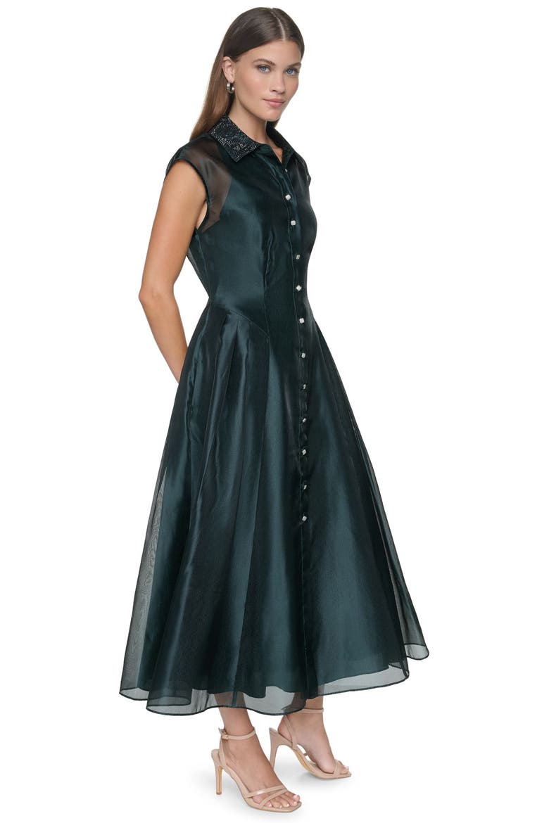 Embellished Organza Midi Shirt Dress, Alternate, color, Spruce