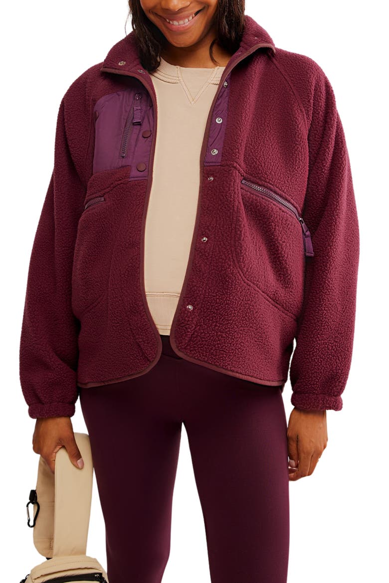 x Hatch Hit The Slopes Fleece Jacket, Main, color, DEEP MAROON