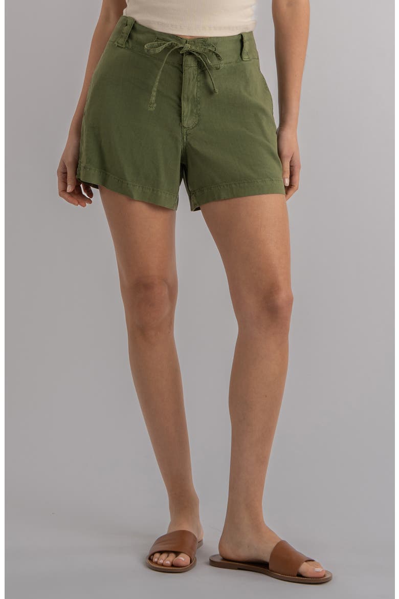 Katie Drawstring Linen Blend Shorts, Main, color, DILL