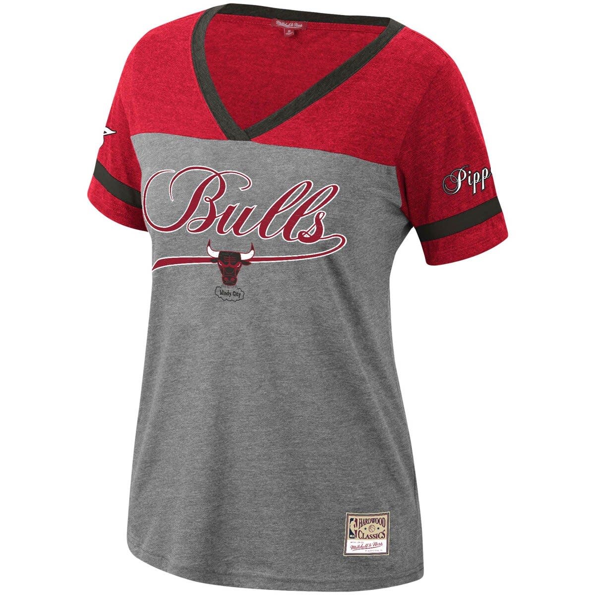 Women's Mitchell & Ness Scottie Pippen Heathered Charcoal Chicago Bulls Team Captain V-Neck T-Shirt - image 2