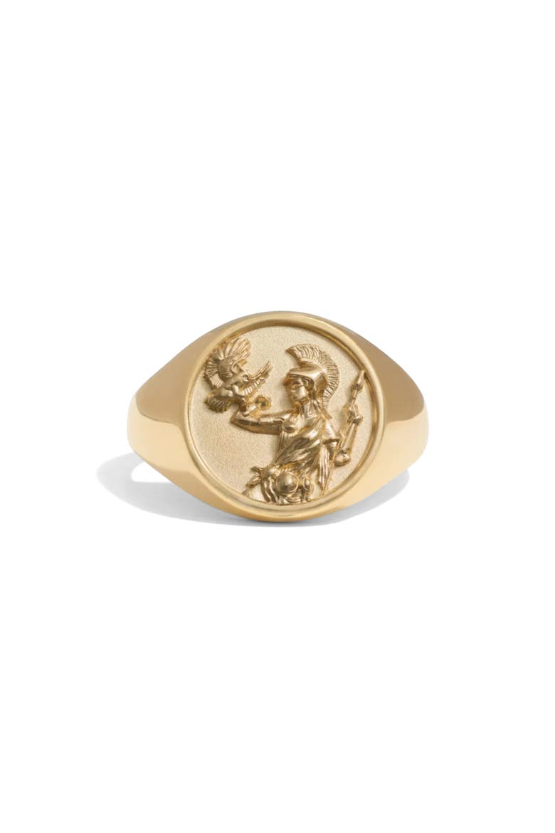 Goddess Signet Ring, Main, color, ATHENA/ 14K GOLD VERMEIL