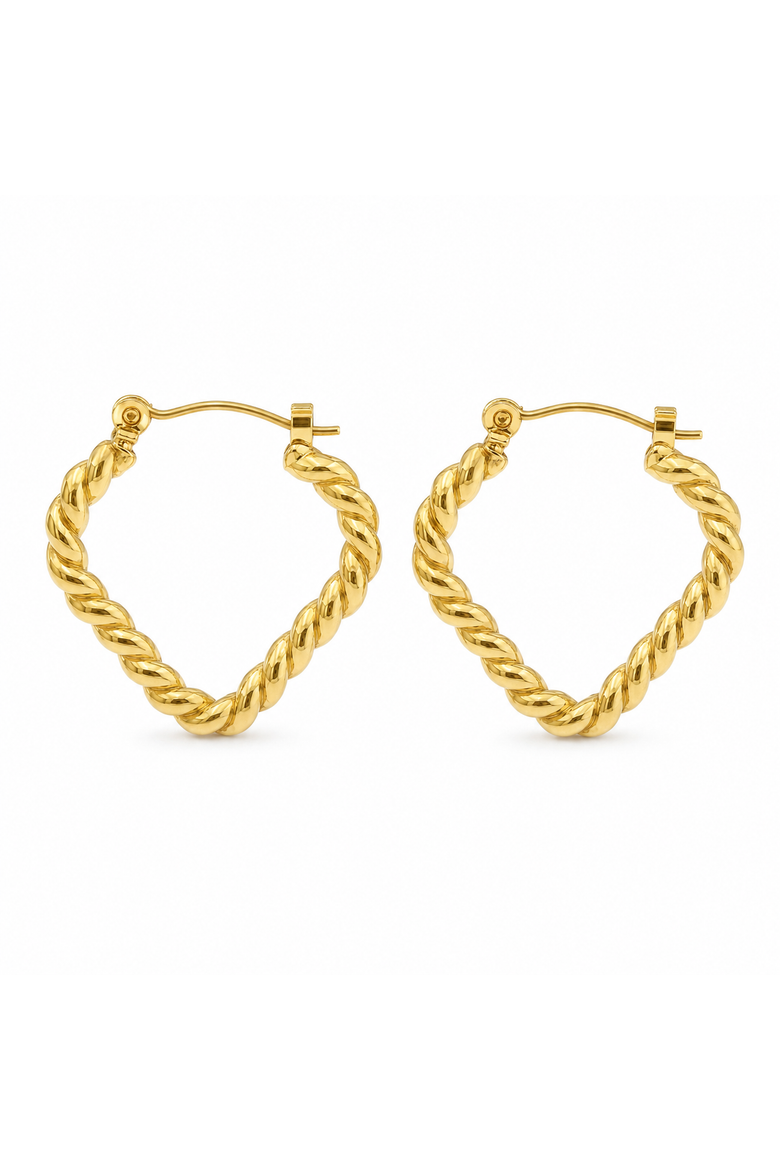 18K Yellow Gold Plated Twisted-Rope Heart Hoop Earrings, Main, color, Gold