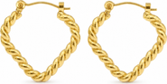 Gemini Jewelry 18K Yellow Gold Plated Twisted-Rope Heart Hoop Earrings