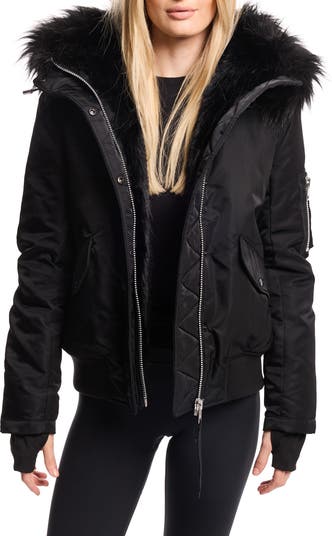 SAM. Sloane Hooded Down Bomber Jacket with Faux Fur Trim Nordstrom