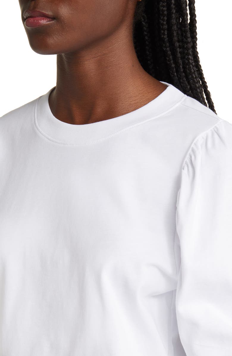FRAME Frankie Puff Sleeve Organic Cotton Knit Top, Alternate, color, Blanc