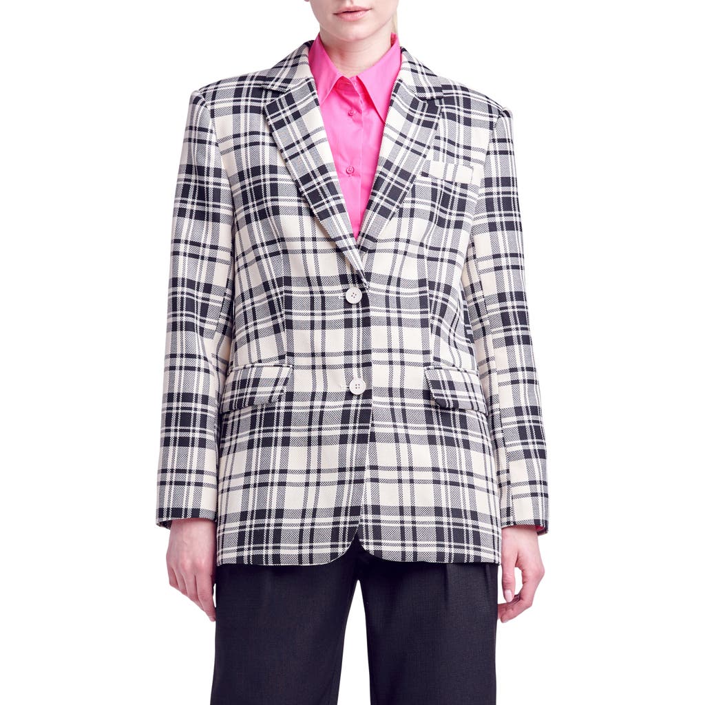 English Factory Plaid Blazer In Cream