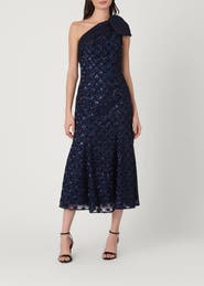 Shoshanna Midnight Diamond Sequin Mesh Selina Dress