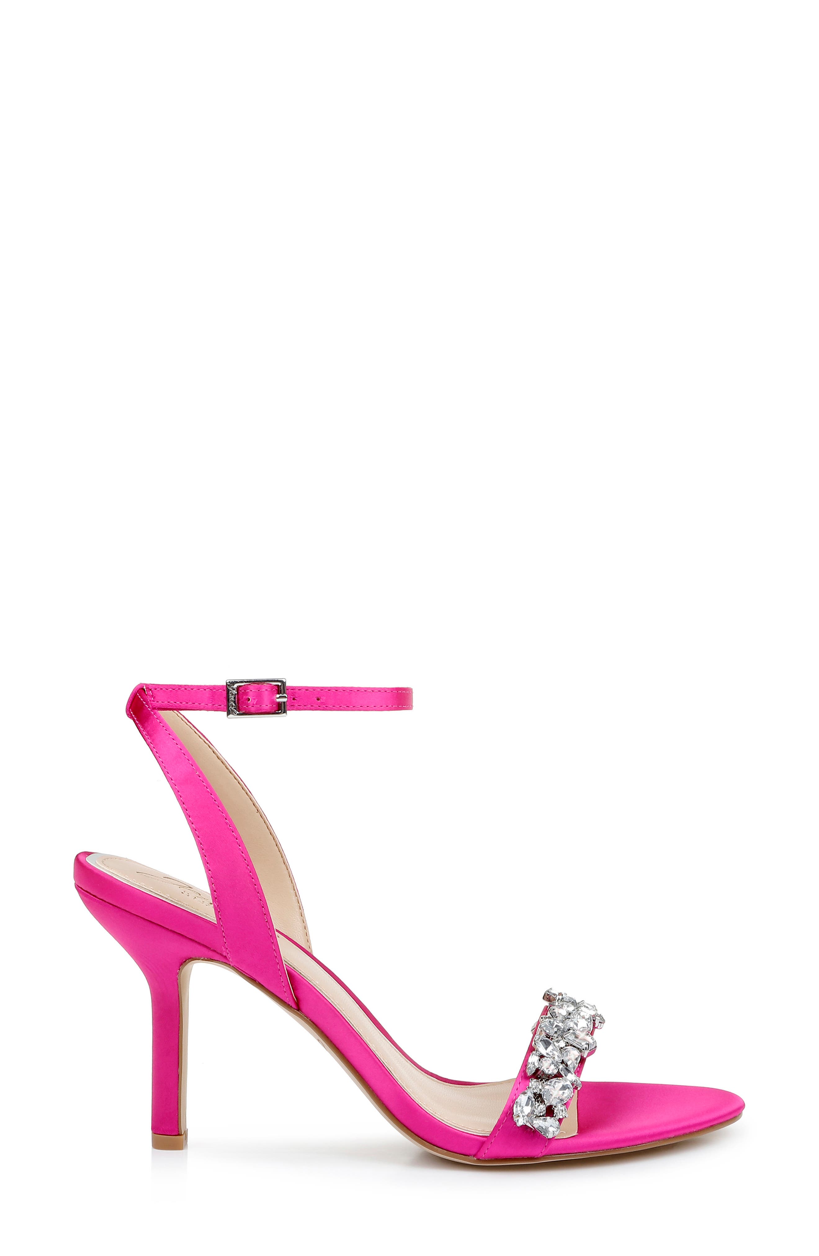 Ojai Crystal Ankle Strap Sandal, Alternate, color, NEON PINK SATIN