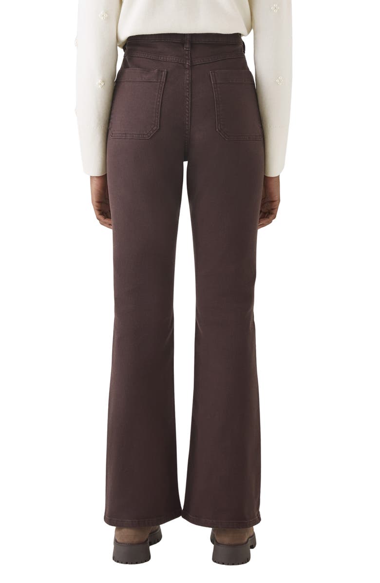 LK Bennett Samantha Patch Pocket High Waist Flare Jeans, Alternate, color, Chocolate