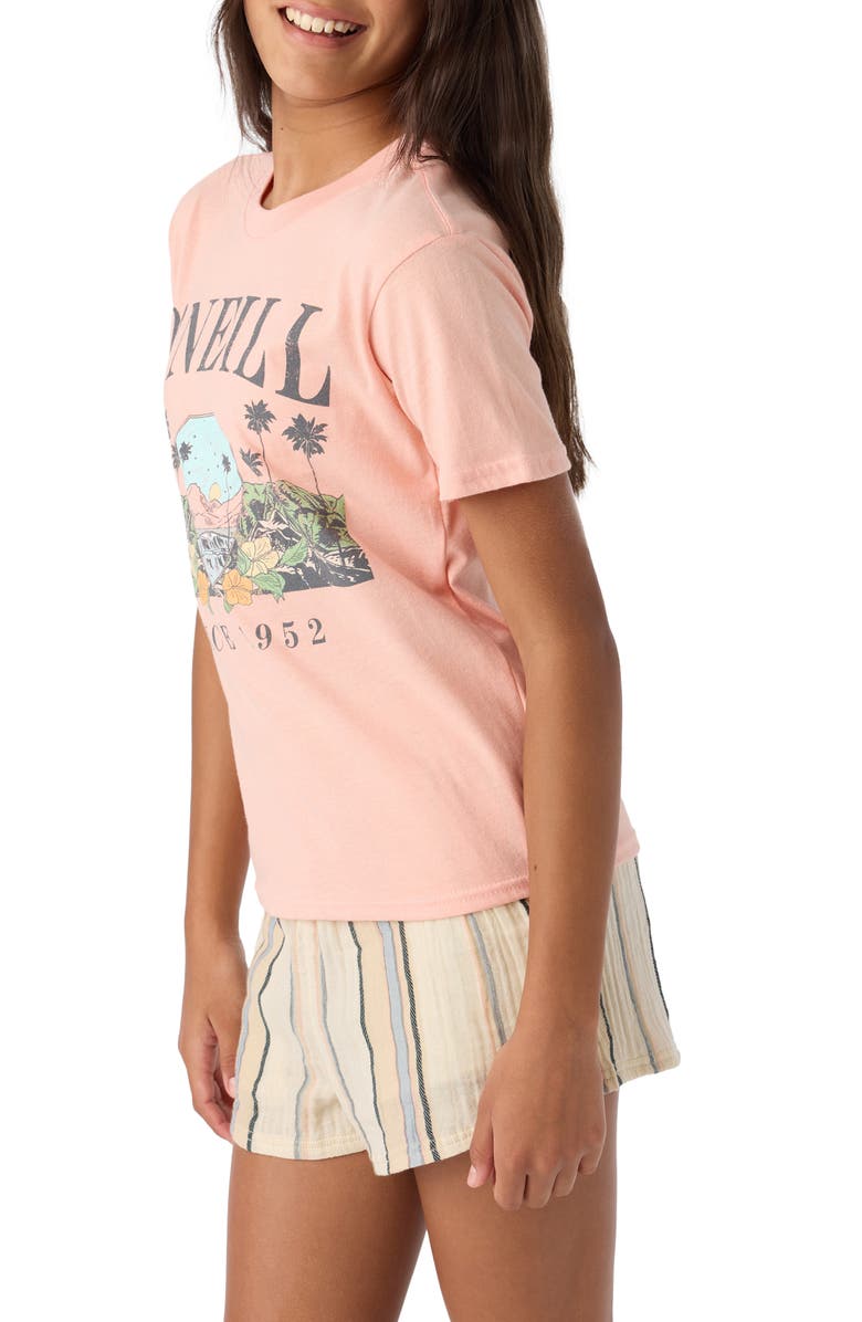 O'Neill Kids' Malibu Mirage Cotton Graphic T-Shirt, Alternate, color, Coral Pink