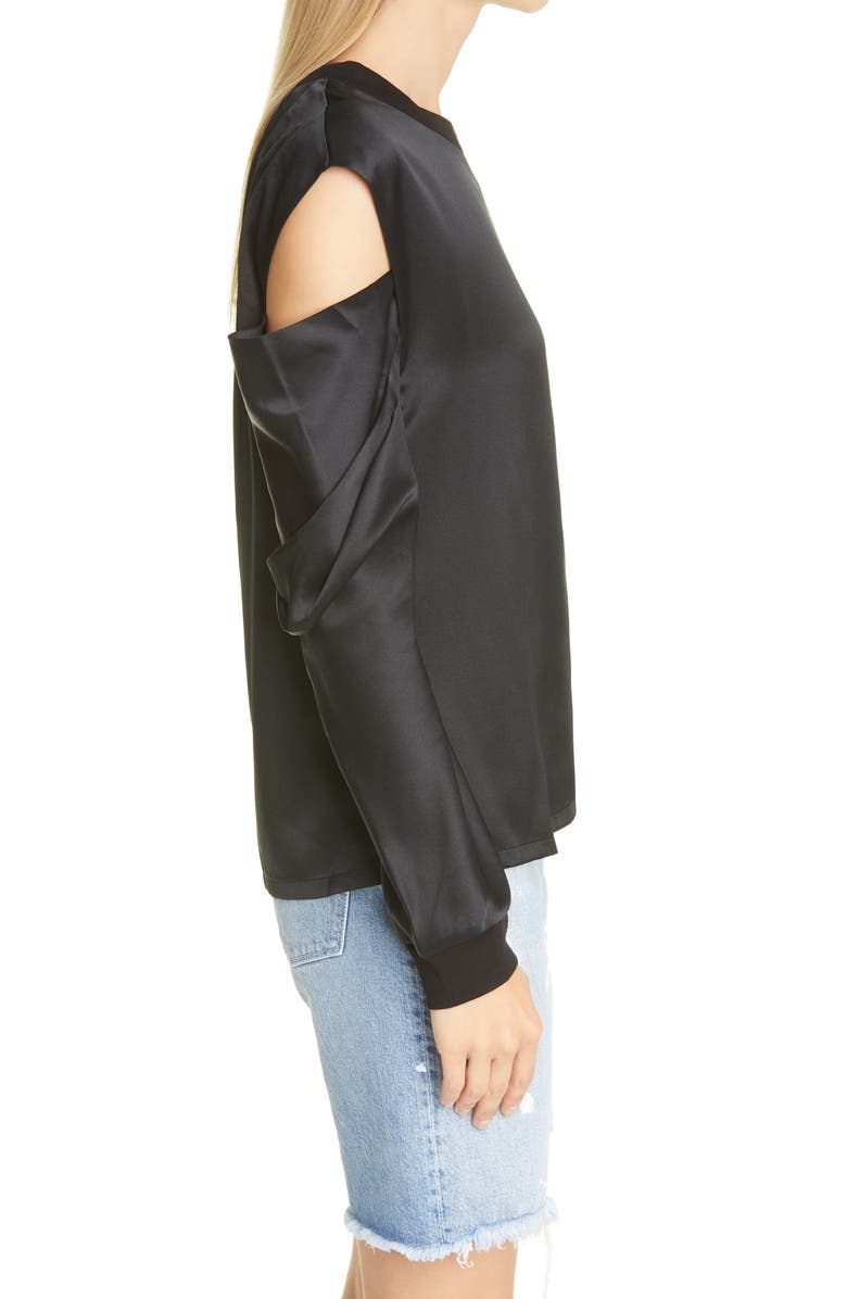 RtA Capucine Cold Shoulder Silk Top, Alternate, color,