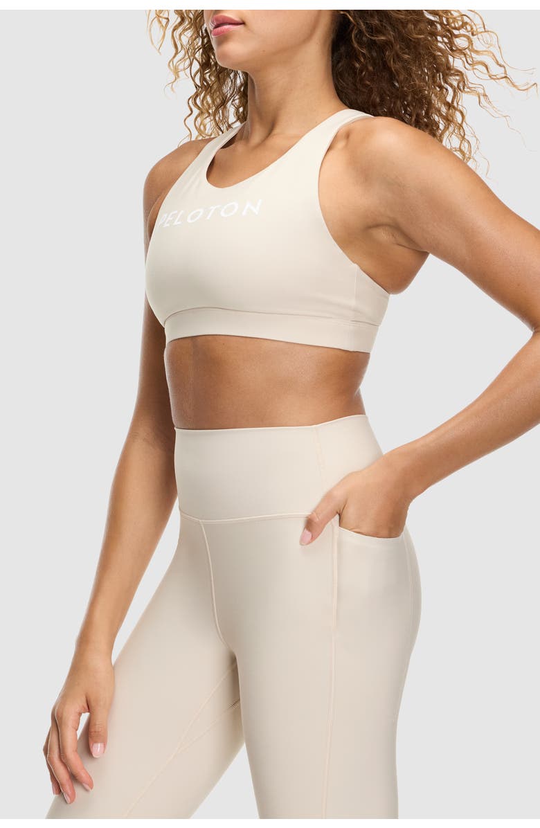 Peloton Cadent Mid Neck V Strap Bra, Alternate, color, Oatmeal