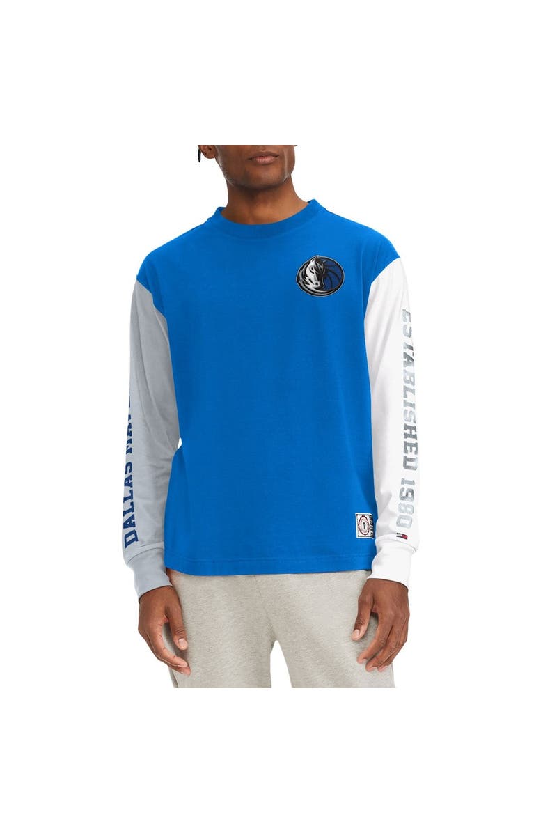 TOMMY JEANS Men's Tommy Jeans Royal Dallas Mavericks Richie Color Block Long Sleeve T-Shirt, Alternate, color, Royal