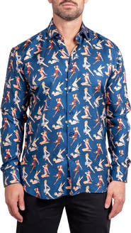 Maceoo Fibonacci Ascension 0220 Pin-Up Print Contemporary Fit Button-Up Shirt