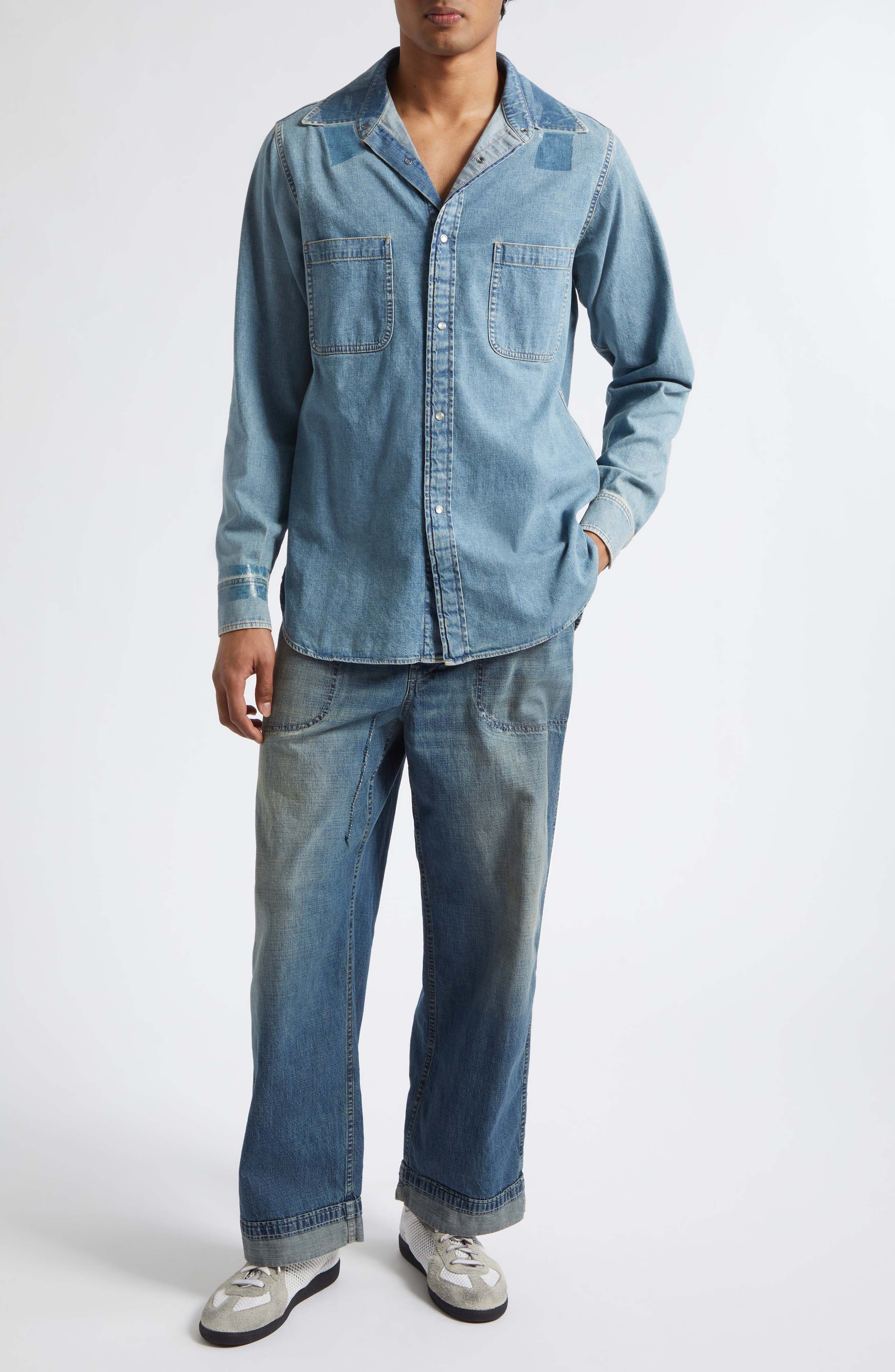 Oversize Taped Denim Shirt - image 2