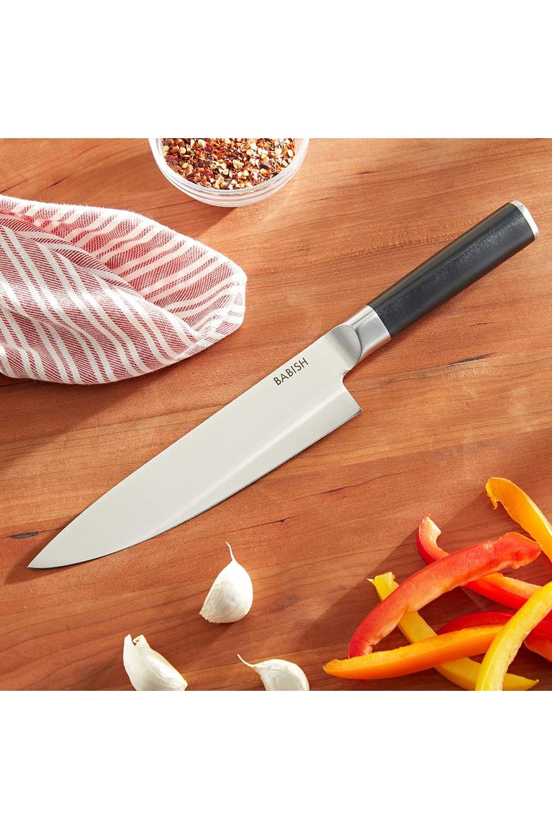 8 Inch Stainless Steel Full Tang Chef Knife in Black, Alternate, color, Black