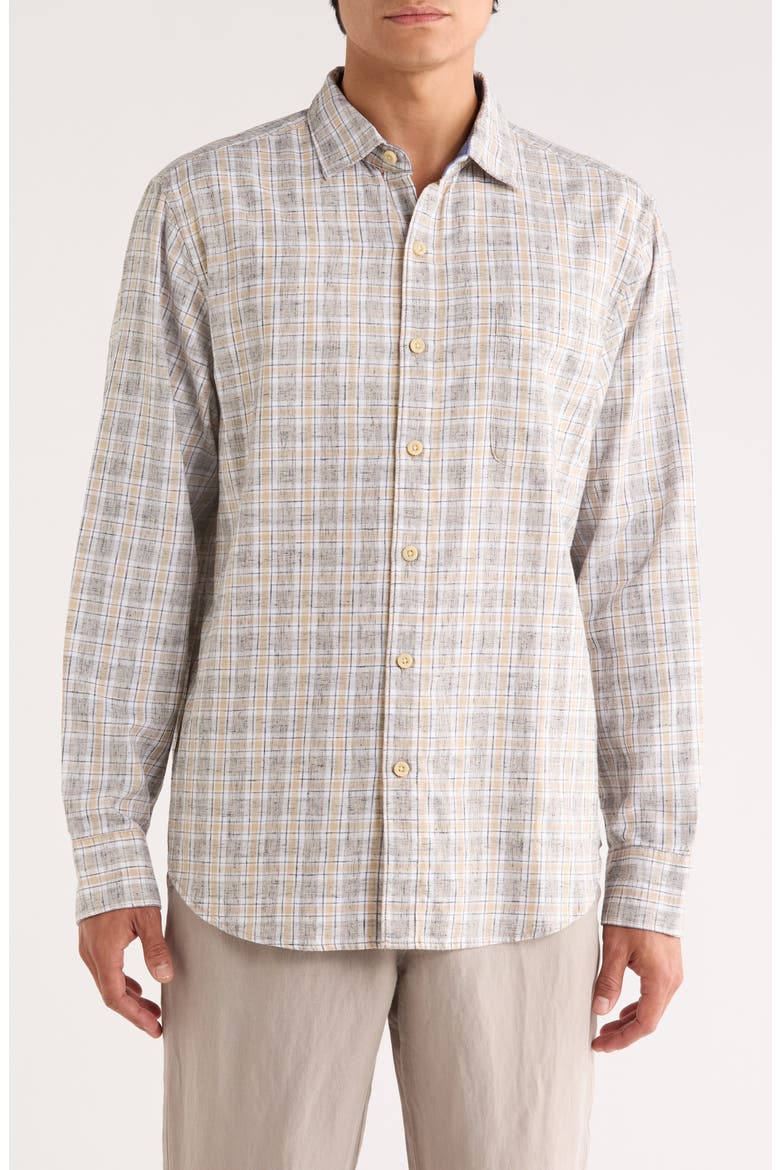 Mountain Mist Plaid Button-Up Shirt, Main, color, STONE KHAKI