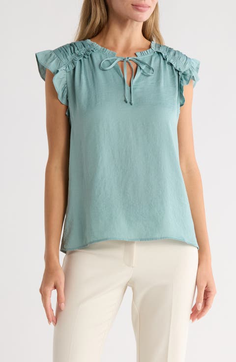 Ruffle Tie Neck Top
