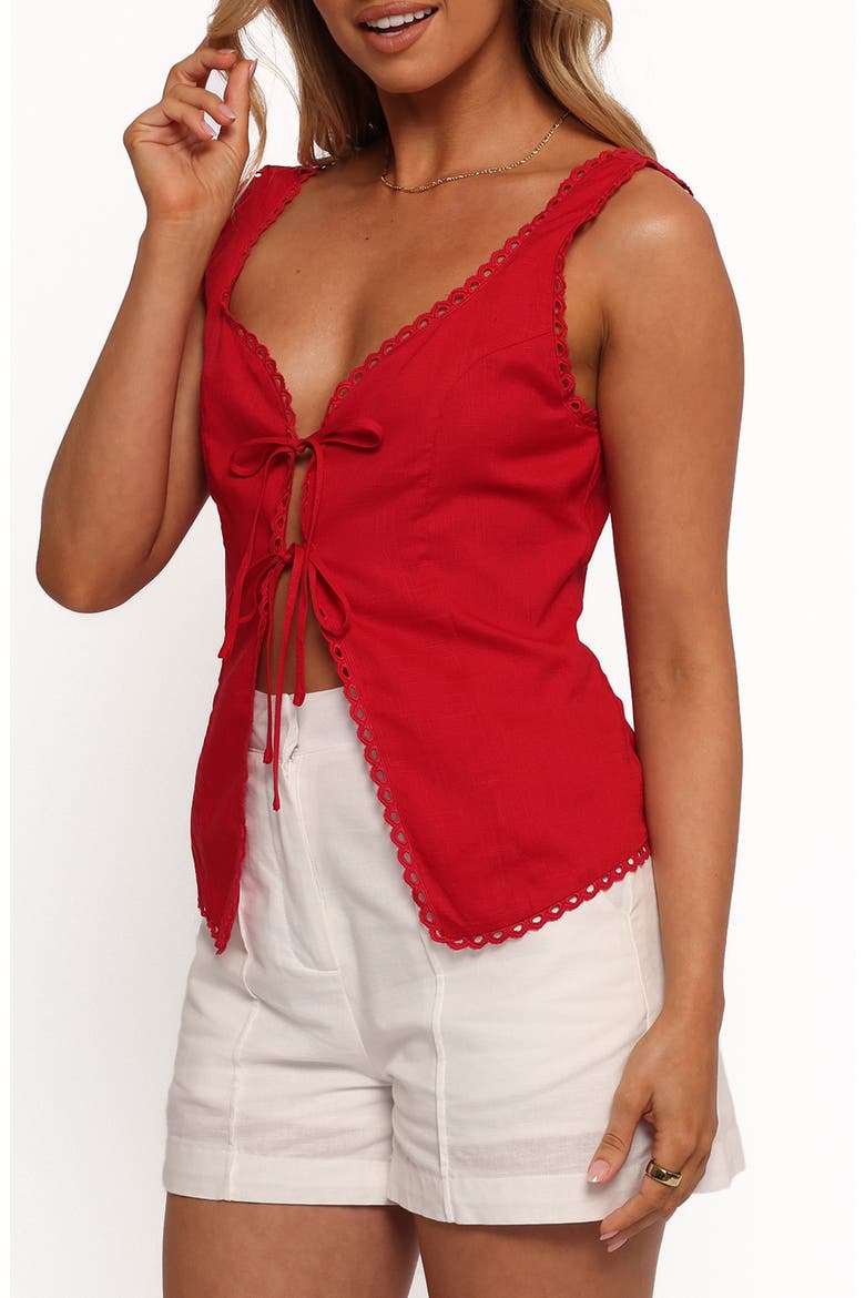 Renn Tie Front Sleeveless Top, Alternate, color, RED
