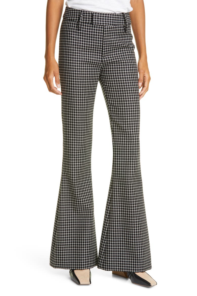 Check Bootcut Wool Trousers, Main, color, BLACK GRID