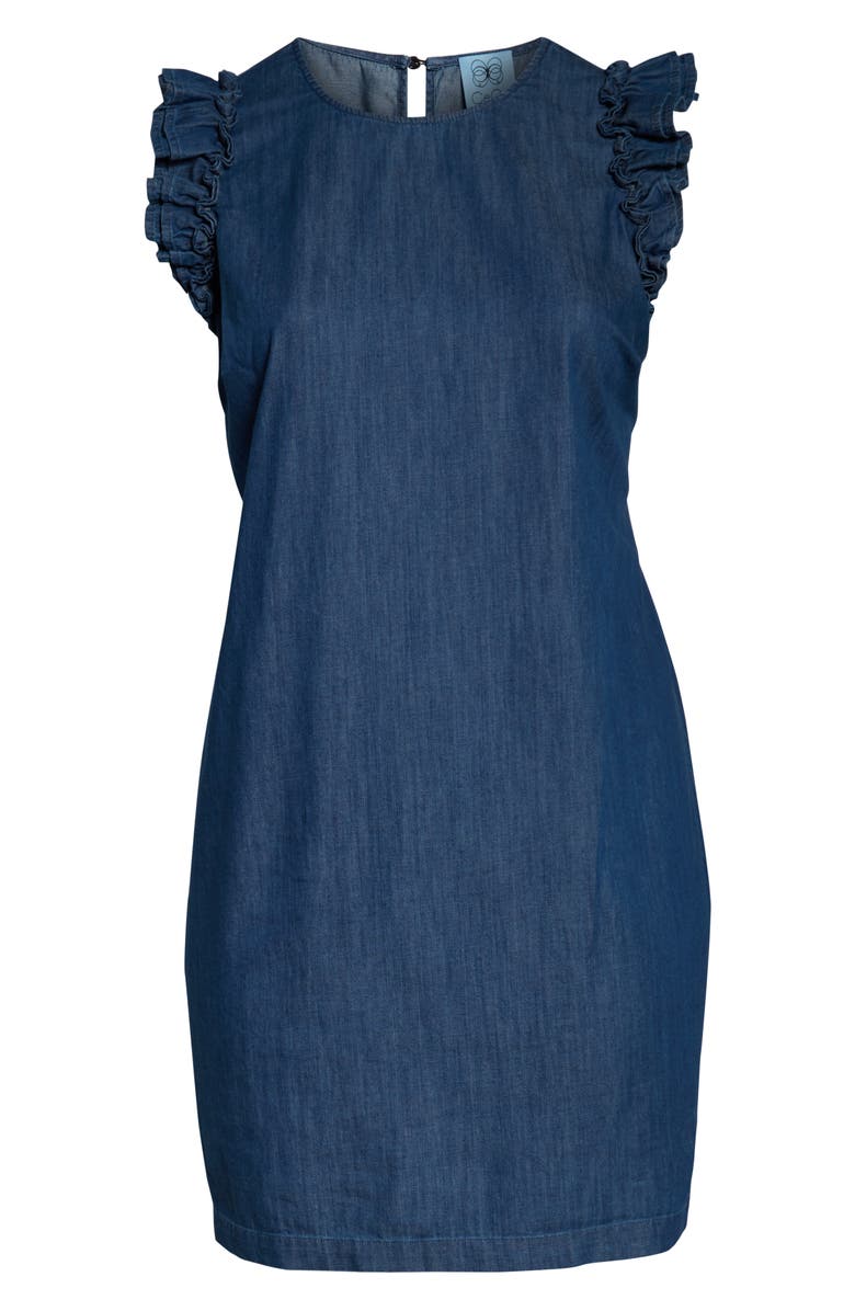 CeCe Flutter Sleeve Denim Shift Dress, Alternate, color,