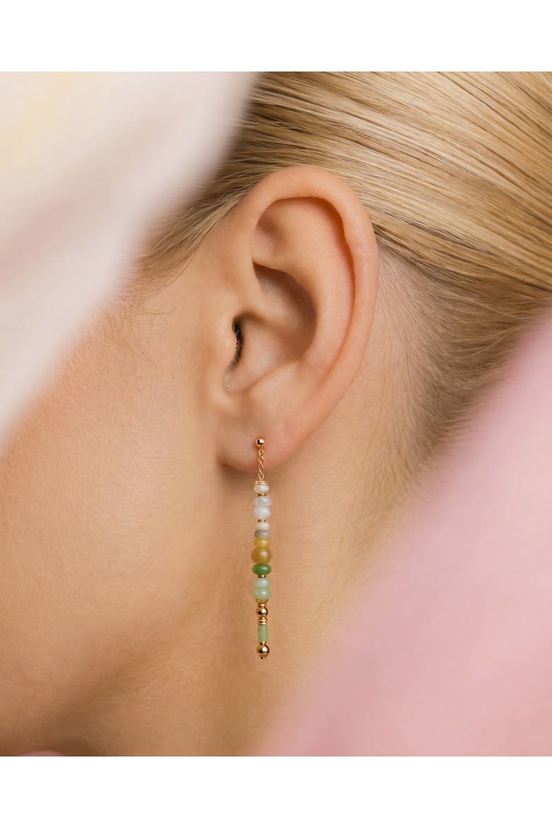 Mosaic Birdie Tricolor Jade Drop Earrings, Alternate, color, Gold
