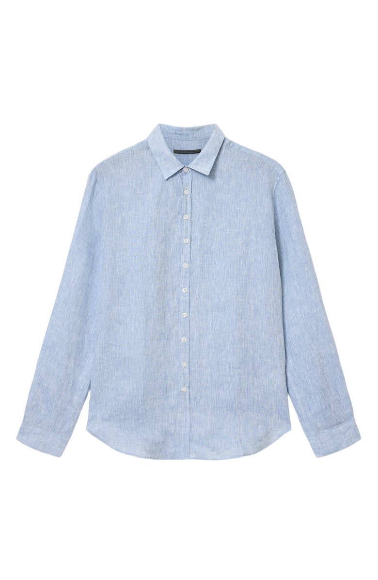 John Varvatos Bucks Slub Linen Button-Up Shirt, Alternate, color, Light Blue Heather