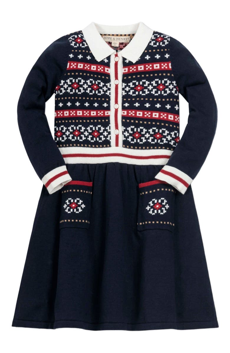 Hope & Henry Girls' Organic Nordic Sweater Dress, Kids, Main, color,
