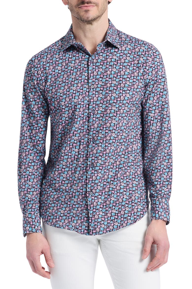 Shipton Stretch Cotton Button-Up Shirt, Main, color, BLUE MULTI