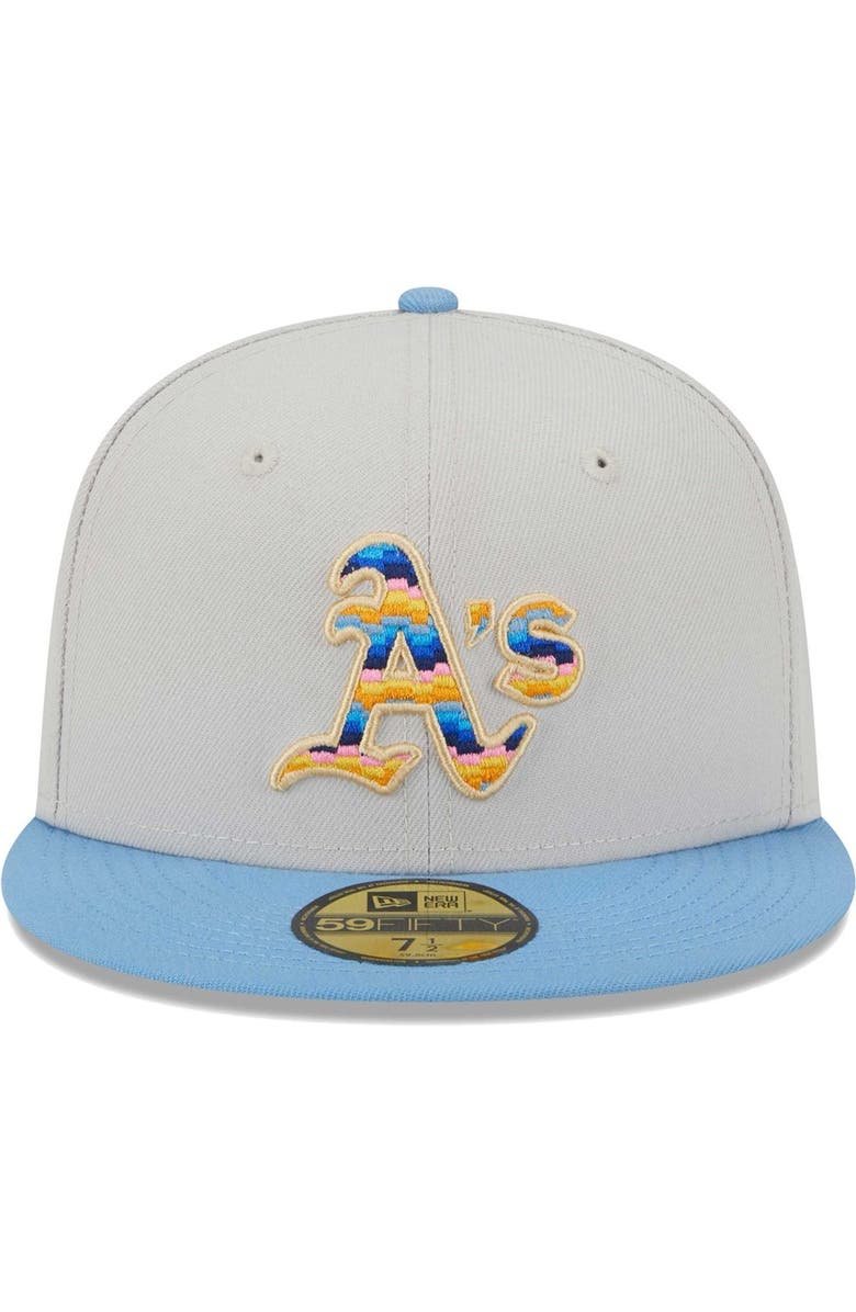New Era Men's New Era Natural Oakland Athletics Beach Front 59FIFTY Fitted Hat, Alternate, color, 