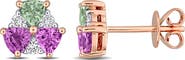 Julianna B. Pink & Green Sapphire Diamond Stud Earrings 14K