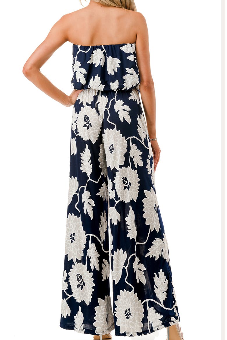 Strapless Tube Wide Leg Jumpsuit, Alternate, color, NAVY