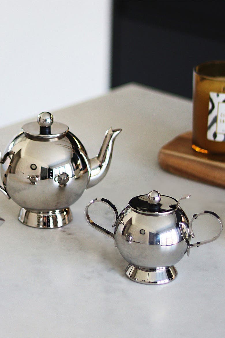 Spheres Sugar Bowl & Spoon, Alternate, color, Silver