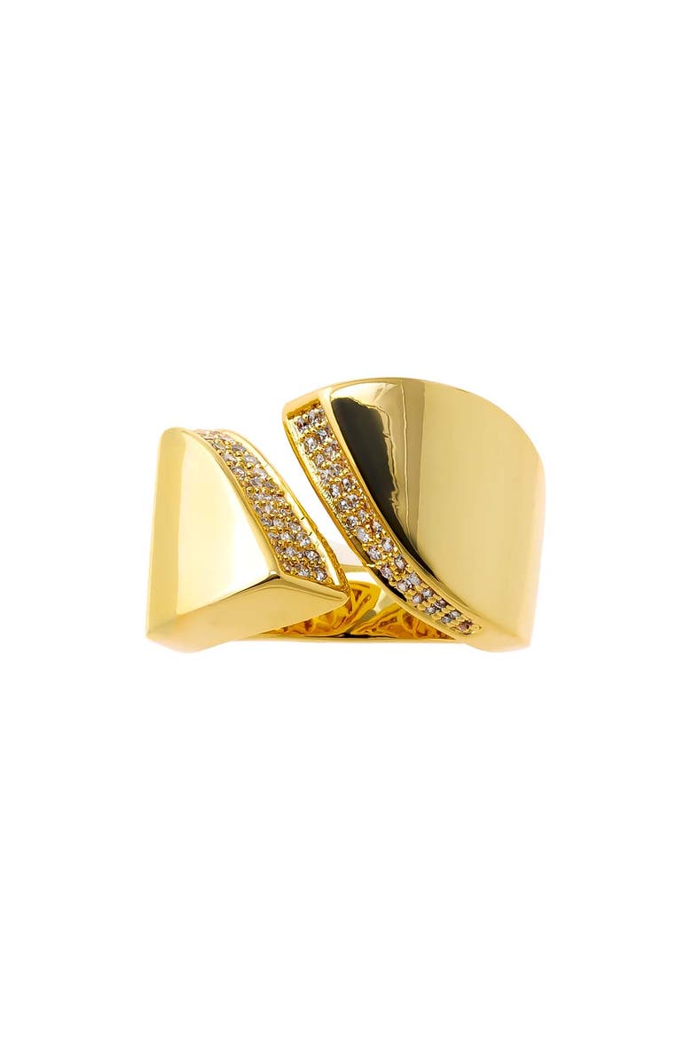 Solid/Pave Open Claw Wide Ring, Main, color, Gold