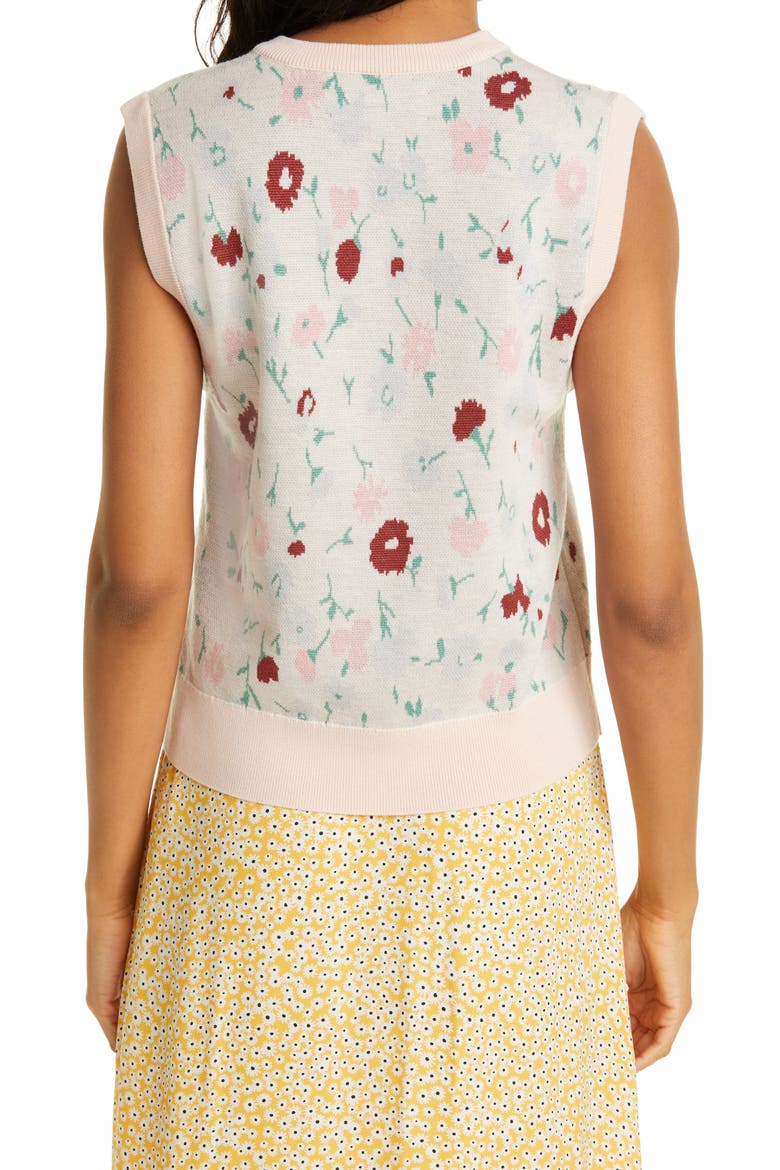 Ina Floral Sweater Vest, Alternate, color, PINK GARDEN